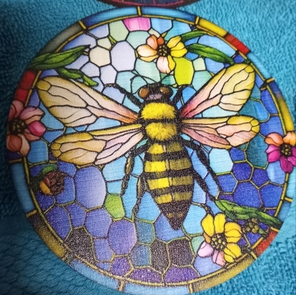 Colorful Bee Art Coasters Set Of 6 - Picture 6 of 8
